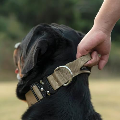 TSPRO Tactical Dog Collar, Heavy Duty Quick Release Metal Buckle and Handle