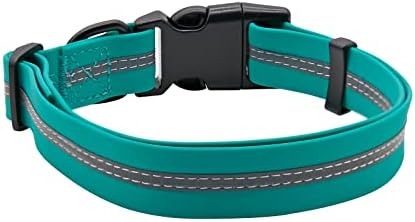 Nimble Reflective Waterproof Dog Collar Adjustable Odor Resistant Easy Clean Pet Collar for Small Medium Large Dogs Night Walking Outdoor Rainy Use (Medium (11.81”-18.5”inches), Emerald Green)