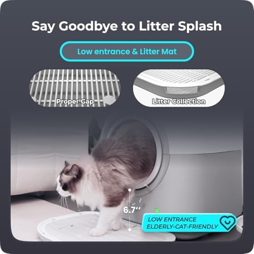 ABRCT L2 Automatic Self Cleaning Litter Box Smart Robot Odor Control Litter Box,Safety Sensors Anti-Pinch,with APP Control Deodorizer and Liner,Hands-Free for Multiple Cats,2026 Version (Gray)
