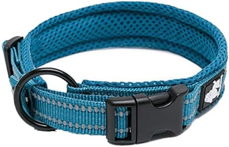 True Love Padded Reflective Breathable Nylon Dog Collar, Blue, 2XL