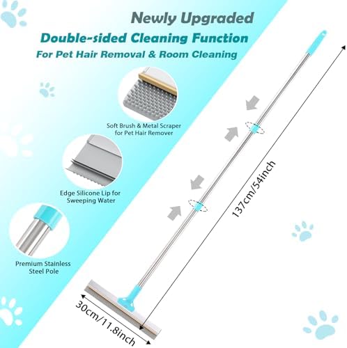 Carpet Rake for Pet Hair Removal,54 inch Adjustable Reusable Carpet Broom