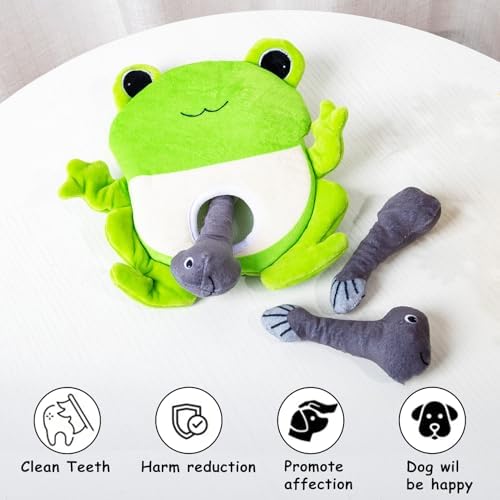 Hollypet Squeaky Hide and Seek Dog Toys for Small and Medium Dogs, Frog