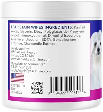 Angels' Eyes Dog & Cat Tear Stain Wipes | Eye Stain Remover Pads 100ct