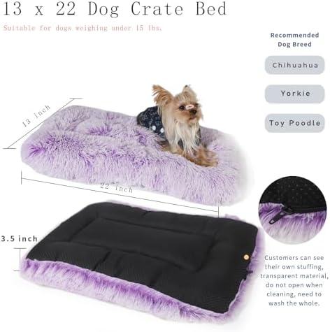 nononfish Dog Crate Bed for Small Dogs Washable Orthopedic Flat for Inside Crate Cages Kennel House Sofa Plush Comfy Sleeping Gradient Purple 22 in