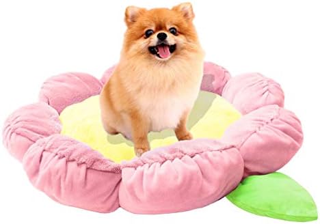 TONBO Soft Plush Small Cute and Cozy Pastel Pink Flower Dog Cat Bed, Washer and Dryer Friendly, (Pastel Pink)