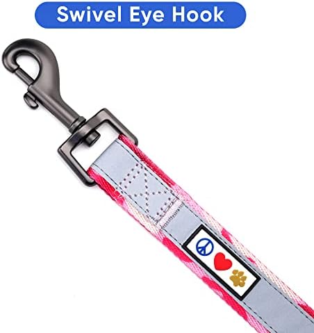 Pawtitas Camo Pink Dog Leash 6 ft Custom ID Lead for Dogs & Puppies Reflective Comfortable Padded Handle Embroidered Name & Phone Number