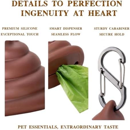Dog Poop Bag Dispenser for Dog Leash, Poop Shape Sturdy Holder