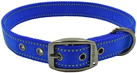 Max and Neo MAX Reflective Metal Buckle Dog Collar - We Donate a Collar to a Dog Rescue for Every Collar Sold (Medium, Blue)