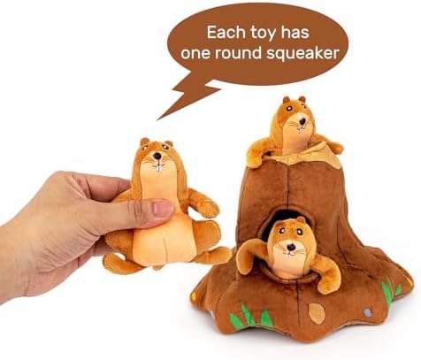 Hollypet Squeaky Hide and Seek Dog Toys for Small and Medium Dogs, Moles