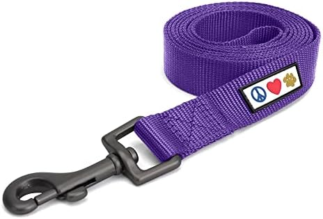 Pawtitas Solid 6 ft Purple Dog Leash XXS/Cat Custom Name and Phone Embroidery Strong Nylon Leash for Small Breeds