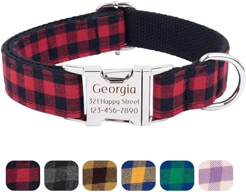 Comfortable Durable Custom Dog Collar Personalized Engraving (A Red/Black)