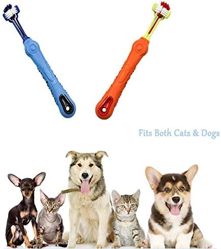 Orgrimmar 2 Pcs 3-Sided Pet Toothbrush Dog Cat Mouth Dental Teeth Care