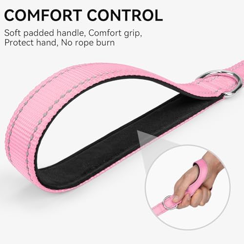 Joytale Reflective Dog Leash for Medium & Large Dogs, 4 FT x 1", Pink