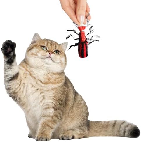 2 Inch Handmade Cat Toy Teaser Beetle (1, Red, Refill Only)