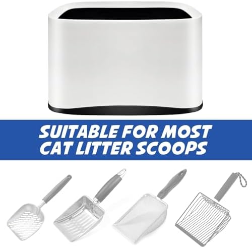 Universal Cat Litter Scoop Holder-Kitty Litter Scooper Caddy for Litter Box-Sturdy Scoop Stand Trash Container Suitable for Most Metal Litter Scooper-White