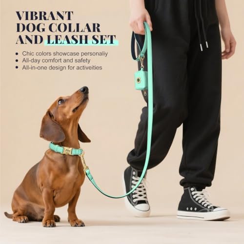 PET ARTIST Colorful Personalized Dog Collars, Breathable Soft, Green,S