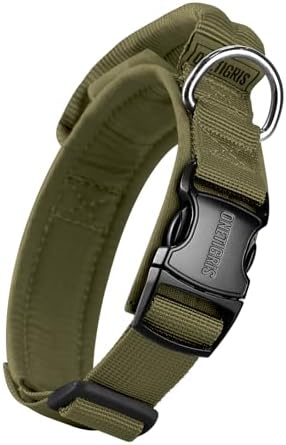 OneTigris Tough Tactical Dog Collar for Small Dogs with Handle Green S