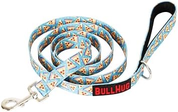 BULLHUG 6 FT Bulldog Leash with Padded Handle. Perfect for Bulldogs, French Bulldogs, Pugs & All Breeds. Leashes for Walking, Training Lead for Bulldogs (Pizza)