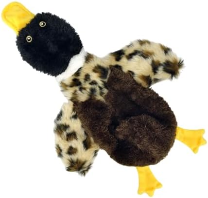 Stuffing-Free Duck Dog Toy, Plush Squeaky Toy with 4 Squeakers and Crinkle Wings, Hollow Body No-Stuffing Design for Small Medium Dogs