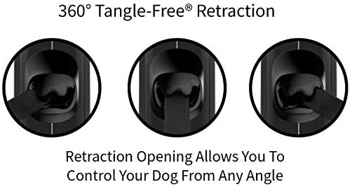 TUG Original Retractable Dog Leash, Anti-Slip, 16’ Tape (Large, Black/Grey)