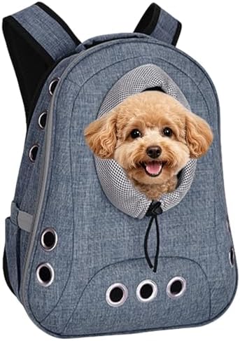 Small Dog Cat Chest Backpack Carrier,Large Space Ventilated Front Facing Backpack Carrier for Puppy,Lightweight Doggy Backpack for Hiking,Camping,Travel,Outdoor,Max 12 lbs(Denim Blue)