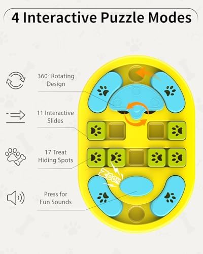 Dog Puzzle Toy, Interactive Enrichment Treat Food Puzzles, Yellow
