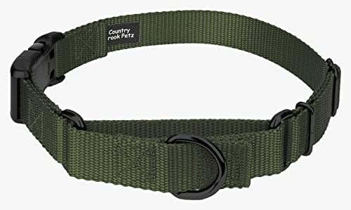 Martingale Dog Collar - Heavy Duty Nylon Adjustable Martingale Dog Collar with Plastic Buckle for Small Medium Large Breeds - 30+ Colors (1 Inch, Extra Large, Dark Olive Drab)