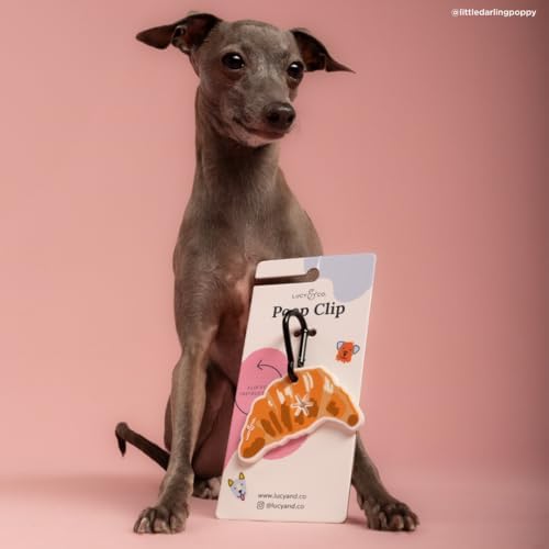 Lucy & Co. Croissant Poop Clip, Hands Free Dog Leash Waste Bag Holder Accessory