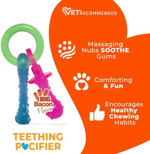 Nylabone Puppy Pacifier Chew Toy, Teething Toys for Puppies up to 25 lbs