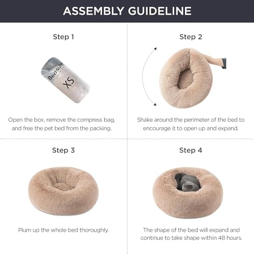 Bedsure Calming Cat Beds Donut Round Washable Kitten Bed,20 inches