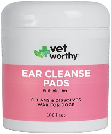 Vet Worthy Ear Wipes for Dogs with Aloe Vera - Removes Wax & Dirt - 100ct