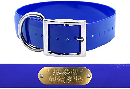 Heavy Duty Waterproof D-Ring 1.5" Dog Collar w Custom Nametag, Dark Blue