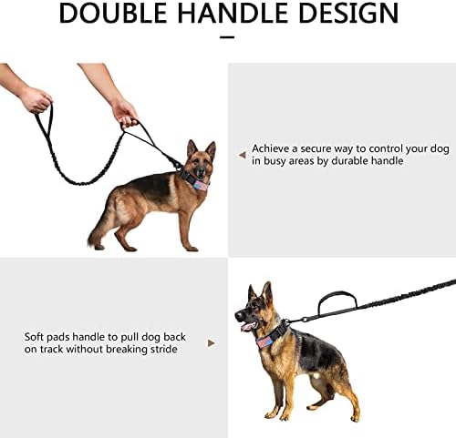 DAGANXI Tactical Dog Collar Leash Set, Adjustable Military Training Nylon Dog Collar with Controll Handle and Heavy Metal Buckle for Medium and Large Dogs，with Patches and Airtags Case (M, Black-Set)