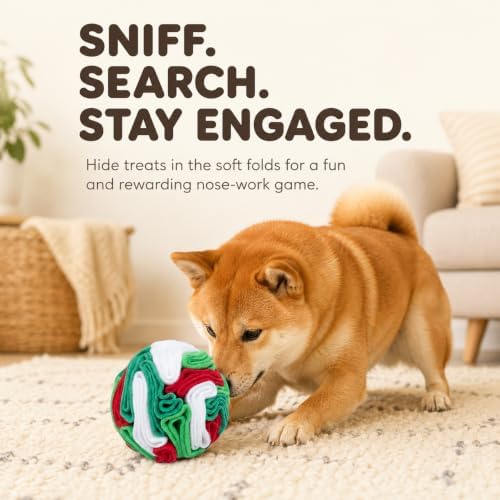 Multi-Color Snuffle Ball for Dogs, Nature-Themed Camouflage Slow Feeder Toy, Dirt-Hiding Design for Indoor/Outdoor Mental Enrichment, Puzzle Game for All Breed Sizes,Machine Washable