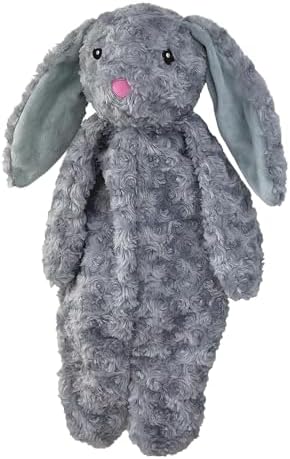 Petlou Stuffingless Floppy Plush Dog Toys with Durable Squeak and Crinkle Paper Dog Chew Toys for Large Dogs and Medium Dogs (Gray, 19 Inch Floopy Rabbit 2)