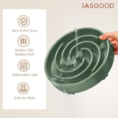 JASGOOD Slow Feeder Dogs Bowl for Large Medium Dogs,Anti-Gulping Pet Slower Food Feeding Bowls