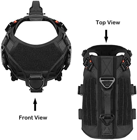 ICEFANG No Pull Tactical Dog Harness for Medium Dogs,Adjustable Dog Vest