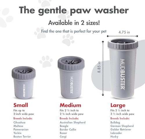 Dexas MudBuster Portable Dog Paw Cleaner, Premium Quality Large Gray Pet Accessory