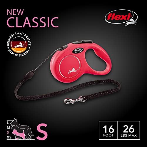 FLEXI® Classic Cord Retractable Dog Leash, Small, 16 ft - Red