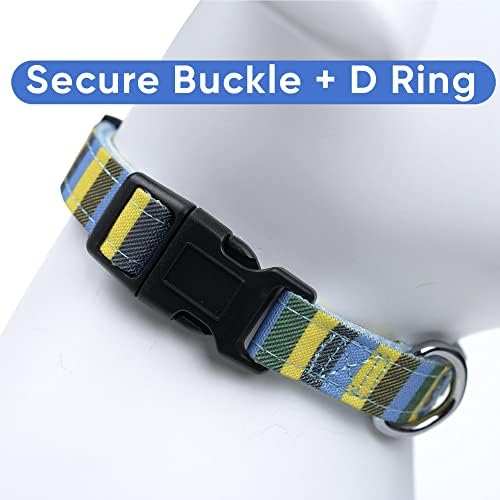 Pawtitas Pet Soft Adjustable Solid Color Nylon Puppy/Dog Collar Personalized Customizable Dog Collar Embroidered Customize w Pet Name & Phone Number X-Small Blue/Green/Yellow