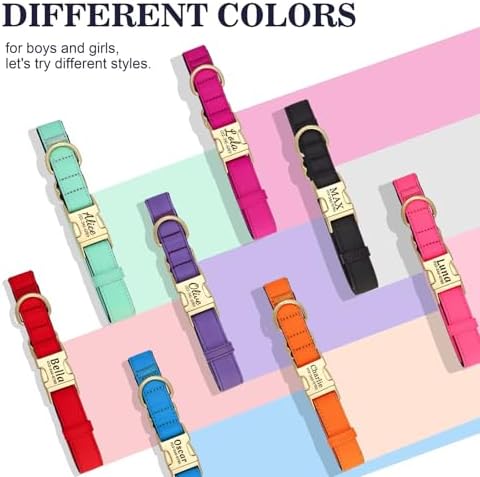 PET ARTIST Colorful Personalized Dog Collars, Breathable Soft, Hot Pink,L