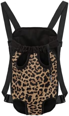 Leopard Print Pet Carrier Backpack for Small Medium Dogs Cats Fashion Adjustable Pet Front Backpack Breathable Legs Out Travel Bag for Hiking Camping, XL
