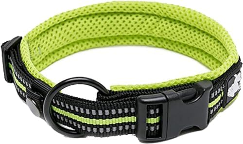 True Love Padded Reflective Breathable Nylon Dog Collar, Neon Yellow, XS