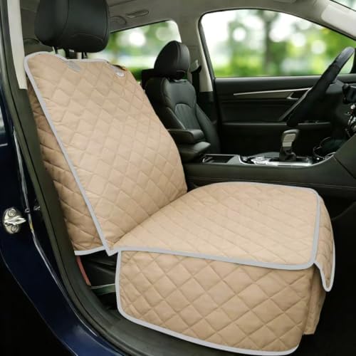 Bark Lover Car Seat Covers Front Seats,Car Seat Protector for Dogs,Scratch-Proof Dog Car Seat Cover,Universal Fit for Cars Trucks SUVs (Warm Beige,1 Pack)