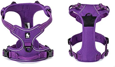 TRUE LOVE Adjustable No-Pull Dog Harness Reflective Vest, Purple, M