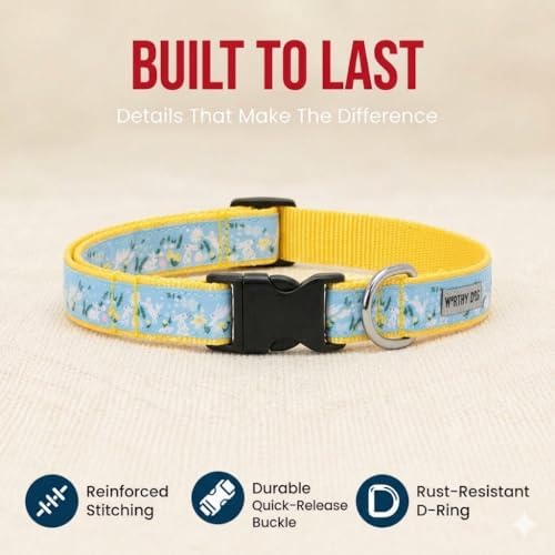 THE WORTHY DOG Summer Print, Adjustable Dog Collar, Small Dogs, Bunnies
