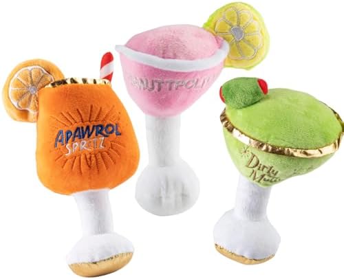 Haute Diggity Dog Cocktail Hour Plush Dog Toy, Cocktail Parody Chew Toys