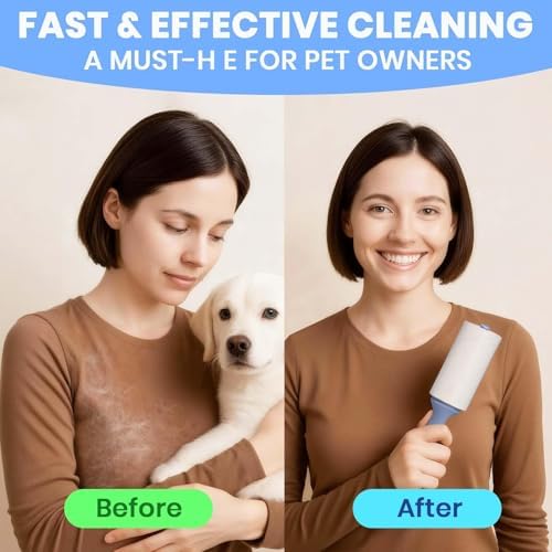 ADHES Lint Roller for Pet Hair – 5 Rolls + 2 Handles, 4 Inch x 90 Sheets