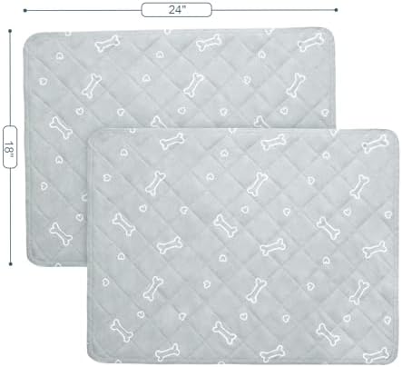 Washable Pee Pads for Dogs, 2 Pack Reusable Puppy Pads, Super Absorbent & Waterproof Training Mats for Potty, Crate, Kennel, Playpen, Bed & Sofa, Anti-Slip Wee Pee Pads for Dogs,18" x 24"