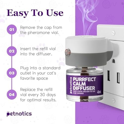 Cat Calming Diffuser Refill | 24/7 Soothing Pheromone Technology for Felines & Multi-Cat Homes | Long-Lasting Effect for up to 30 Days Fits Standard Pheromone Diffusers (2 Pack)